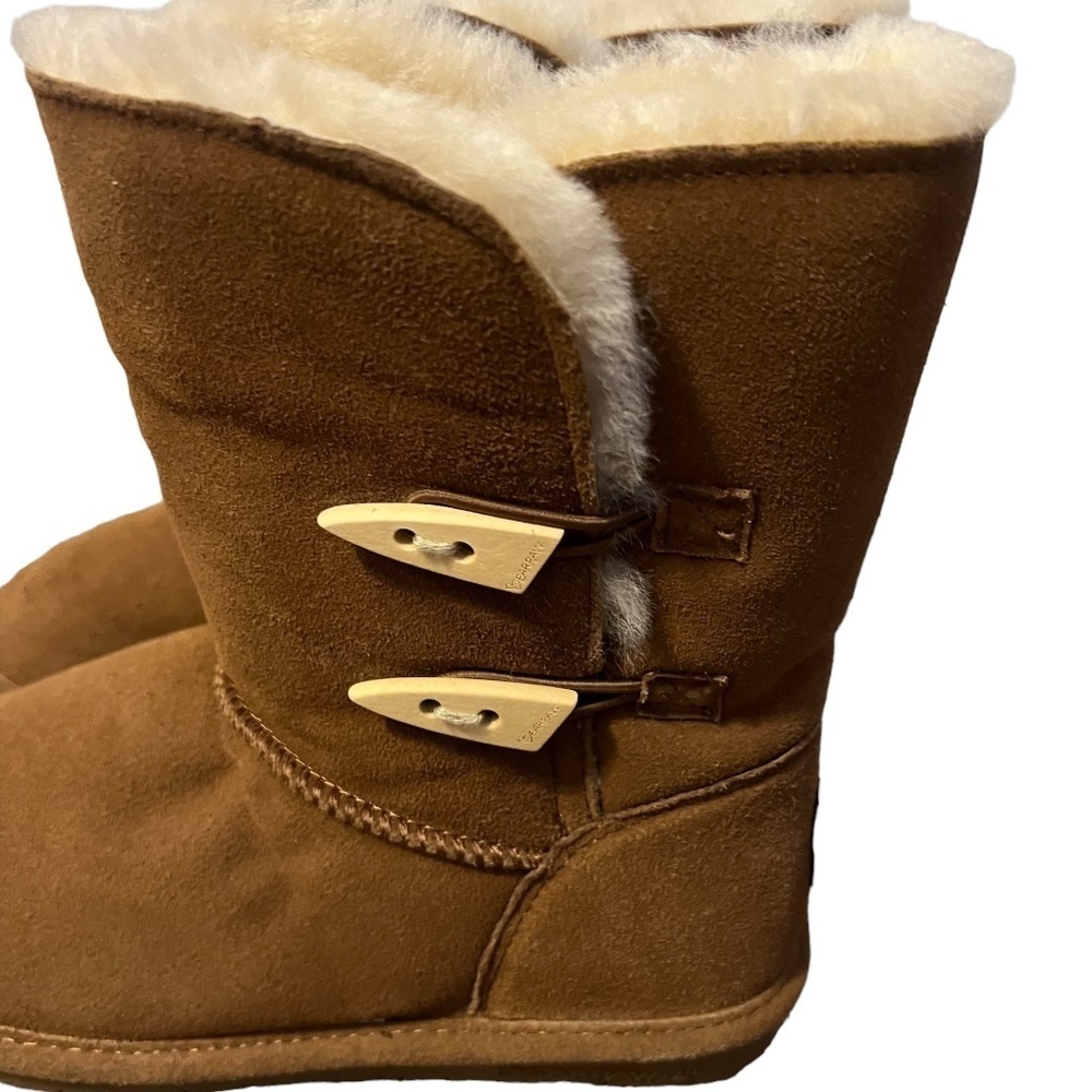 Bearpaw Abigail brown suede Mid Calf boots sheepskin & wool lining women's 8 - Picture 4 of 12